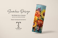 3D Colorful Flowers 20oz Sublimation Tumbler Wrap Design Product Image 5