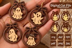 4x Boo Ghosts with Bow Laser Cut Earrings Design - Free Design of The Week Product Image 1