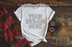 Christmas White T-shirt mockup - Christmas Background Product Image 1