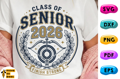 Archery Senior Class Of 2026 SVG, PNG, Finish Strong Shirt Product Image 1