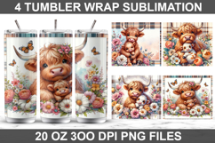 Mother&#039;s Day Cow Tumbler Sublimation PNG, 20 oz Tumbler Wrap Product Image 1