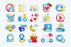 3D Social Media Icons Pack - Boost Your Online Vibe! Product Image 2