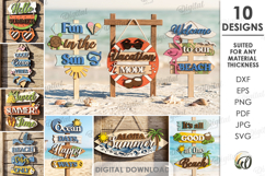 Summer Directional Signs Bundle Laser Cut. Summer Decor SVG Product Image 1