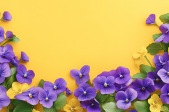 Purple Flowers with Yellow Background Wallpaper Product Image 1