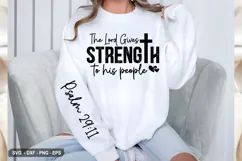 The Lord Gives Strength - Christian Sleeve T-Shirt Design Product Image 2