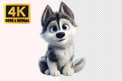 Husky Puppy with Blue Eyes Transparent PNG Product Image 1