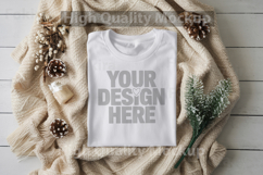 Christmas White T-shirt mockup - Christmas Background Product Image 1