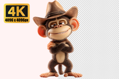 Chimpanzee Dressed as a Cowboy Transparent PNG Product Image 1