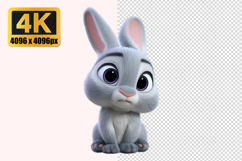 Sad Fluffy Gray Bunny Transparent PNG Product Image 1