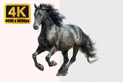Elegant Black Horse Transparent PNG Product Image 1