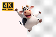 Happy Cartoon Cow Jumping For Joy Transparent PNG Product Image 1