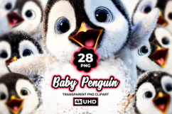 Baby Penguin Clipart Bundle 28 PNG Transparent BG Product Image 1