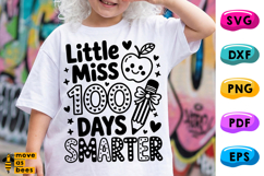 Little Miss 100 Days Smarter Svg, Png, Girl 100 Days Shirt Product Image 1