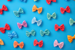 Colorful Bows with Blue Background Wallpaper Product Image 1