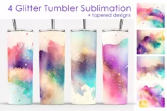 Glitter Tumbler Sublimation. Watercolor Tumbler Designs 20oz Product Image 1