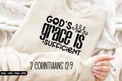God&#039;s grace is sufficient - Christian Sleeve T-Shirt Design Product Image 1