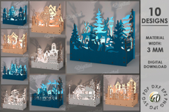 Wooden Christmas Lamps Bundle Lasercut. Christmas Lamps SVG Product Image 1