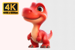 Cartoonish Red Baby Dinosaur Transparent PNG Product Image 1