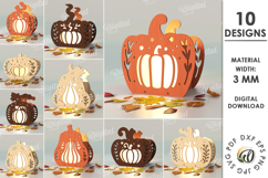 Pumpkin Candle Holders Bundle Laser Cut. Home Decor SVG Product Image 1