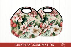 Watercolor Poinsettia Lunch Bag PNG. Lunch Bag Wrap Product Image 1