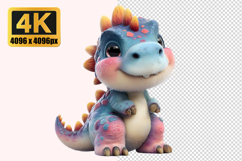 Baby Dinosaur with Blue and Pink Transparent PNG Product Image 1