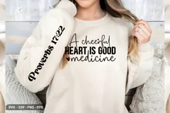 A cheerful Heart Is - Christian Sleeve T-Shirt Design Product Image 3