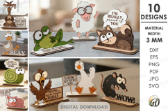 Funny Animals Stands Bundle Laser Cut. Stand Decor SVG Product Image 1