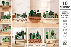 3D Succulent Stands Bundle Laser Cut. Home Stand Decor SVG Product Image 1