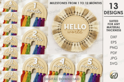 Macrame Baby Milestone Cards Bundle Laser Cut.Baby Card SVG Product Image 1