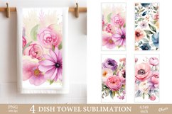 Dish Towel Watercolor Flower PNG. Kitchen Towel PNG Product Image 1