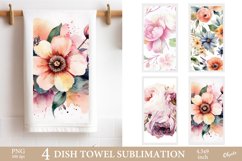 Watercolor Flower Sublimation. Kitchen Dish Towel PNG Product Image 1