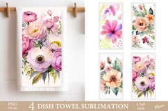 Watercolor Flower Kitchen Dish Towel PNG Product Image 1