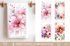 Dish Towel Flower PNG. Watercolor Kitchen Towel PNG Product Image 1
