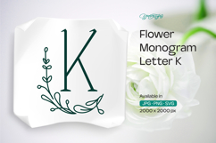 Thyme Leaf Flower Monogram K Product Image 1