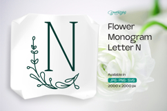 Thyme Leaf Flower Monogram N Product Image 1