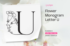 Morning Glory Flower Monogram Letter U Product Image 1