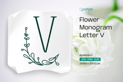 Thyme Leaf Flower Monogram V Product Image 1