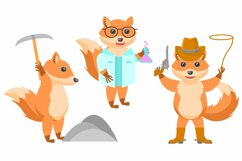 Set Collection Flat Animal Different Foxes Concept Vector Product Image 1