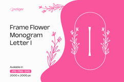 Lavender Line Frame Flower Monogram Letter I Product Image 1