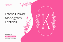 Lavender Line Frame Flower Monogram Letter K Product Image 1