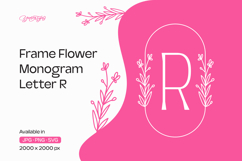 Lavender Line Frame Flower Monogram Letter R Product Image 1