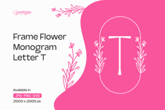 Lavender Line Frame Flower Monogram Letter T Product Image 1