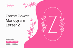 Lavender Line Frame Flower Monogram Letter Z Product Image 1