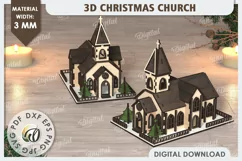 3D Christmas Church Laser Cut. Wooden Christmas Church SVG Product Image 3