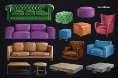 Interior set loft style. Living room creation kit. Product Image 3