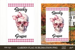 Halloween Garden Flag PNG. Pink Skeleton Sublimation PNG Product Image 1