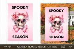 Halloween Coquette Garden Flag PNG. Skeleton Sublimation Product Image 1