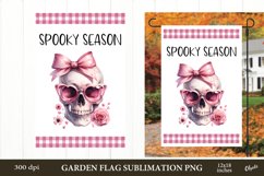 Pink Halloween Garden Flag PNG. Coquette Skeleton PNG Product Image 1