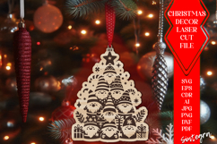 Gnome Christmas Tree Baubles SVG Laser Cut Ornament Files v1 Product Image 1