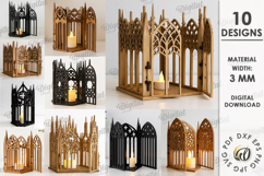 Gothic Candle Holders Bundle Laser Cut. Gothic lantern SVG Product Image 1